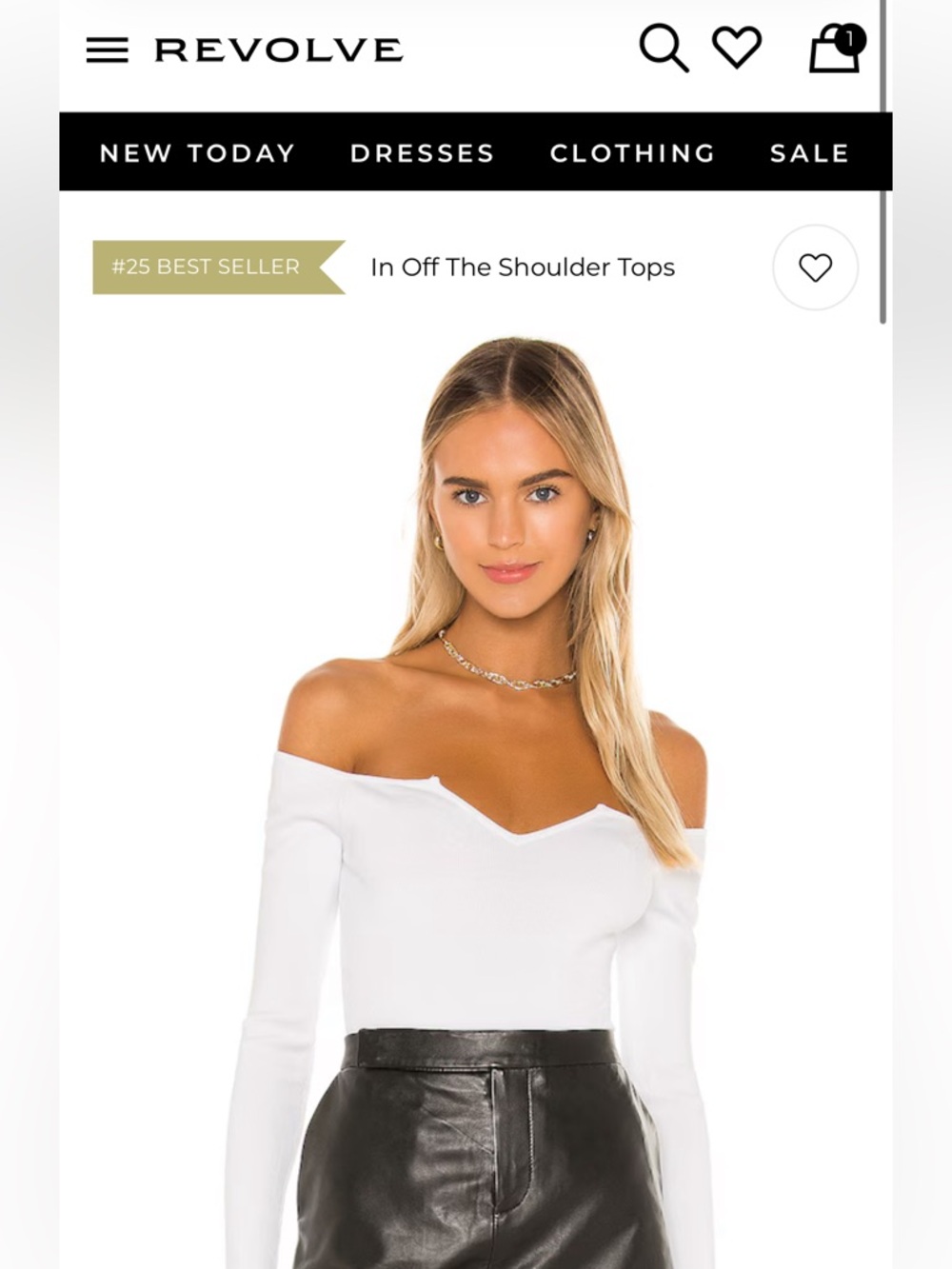 Revolve Off-the-Shoulder Long Sleeve Top — White